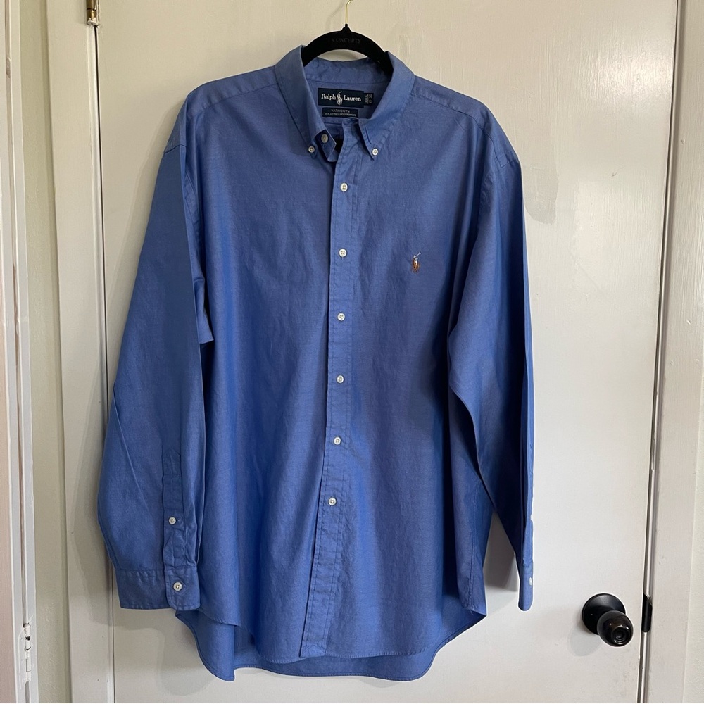 Polo by Ralph Lauren Men’s Blue Oxford Button Down Casual Shirt Size 17-35